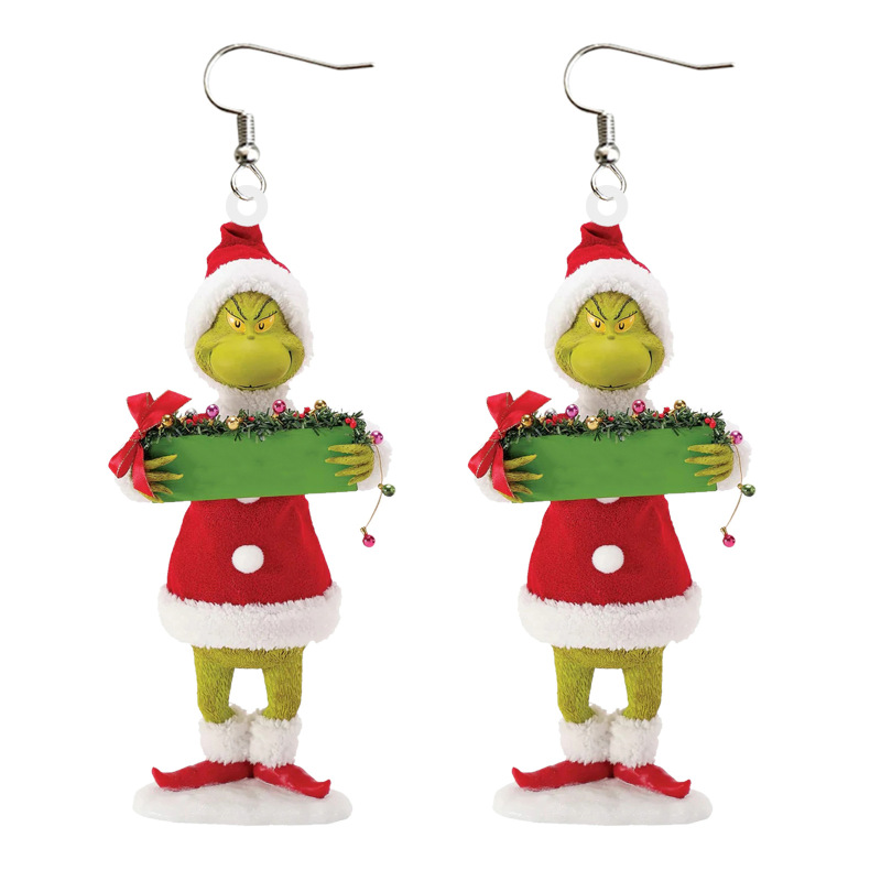 NEW RTS Acrylic Grinch Earrings for Christmas Free Shipping (50Pairs)
