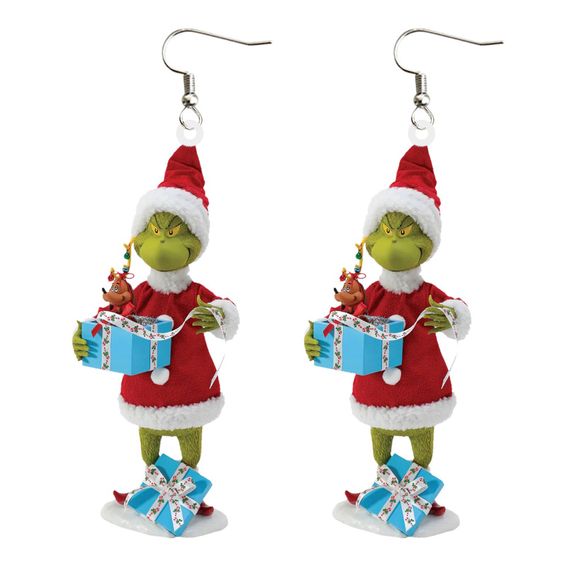 NEW RTS Acrylic Grinch Earrings for Christmas Free Shipping (50Pairs)