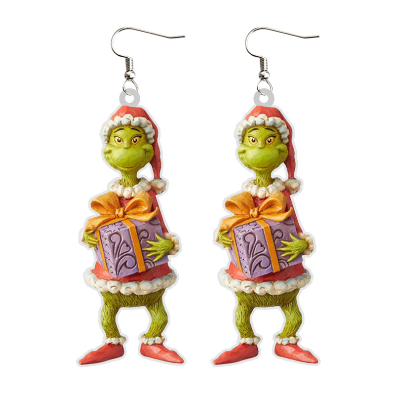 NEW RTS Acrylic Grinch Earrings for Christmas Free Shipping (50Pairs)