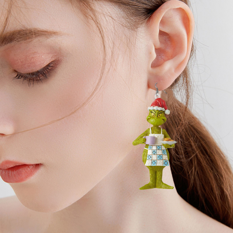 NEW RTS Acrylic Grinch Earrings for Christmas Free Shipping (50Pairs)