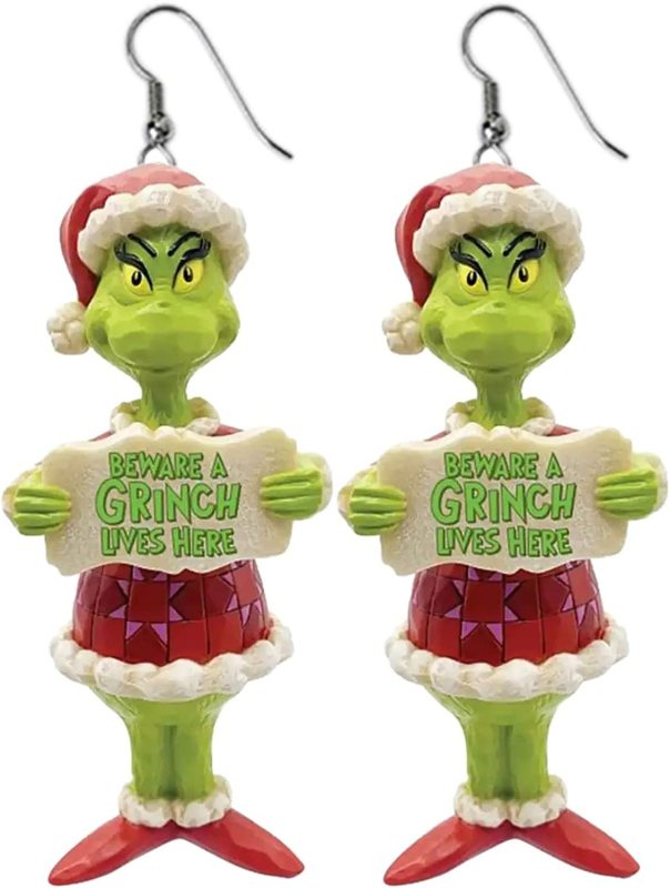 NEW RTS Acrylic Grinch Earrings for Christmas Free Shipping (50Pairs)