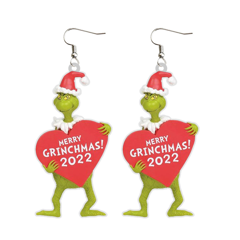 NEW RTS Acrylic Grinch Earrings for Christmas Free Shipping (50Pairs)