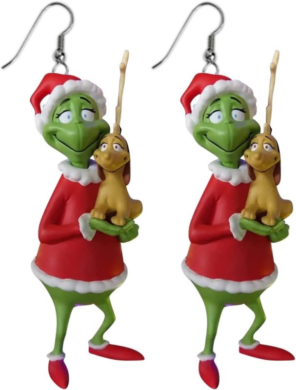 NEW RTS Acrylic Grinch Earrings for Christmas Free Shipping (50Pairs)