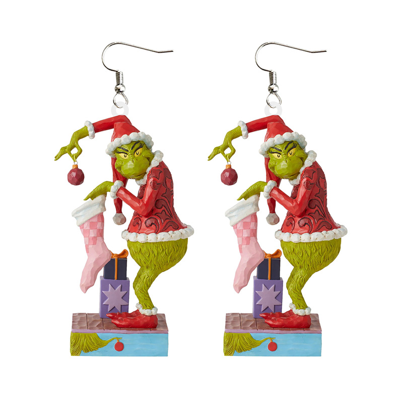 NEW RTS Acrylic Grinch Earrings for Christmas Free Shipping (50Pairs)
