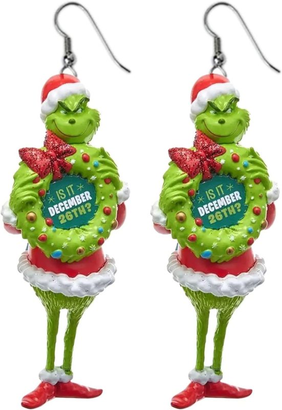 NEW RTS Acrylic Grinch Earrings for Christmas Free Shipping (50Pairs)