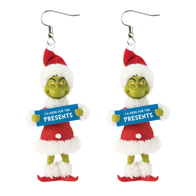 NEW RTS Acrylic Grinch Earrings for Christmas Free Shipping (50Pairs)
