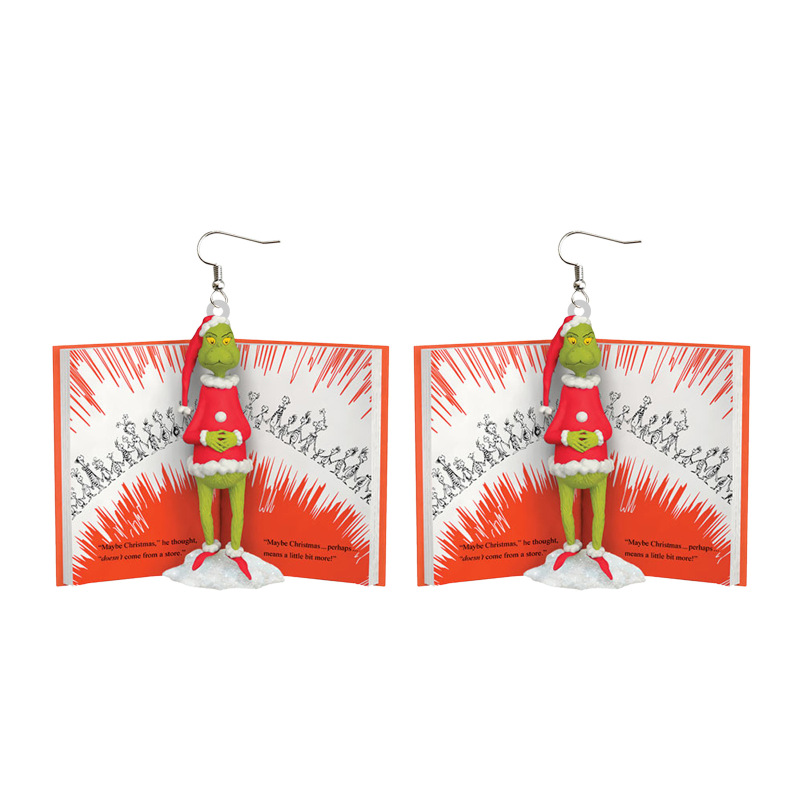 NEW RTS Acrylic Grinch Earrings for Christmas Free Shipping (50Pairs)