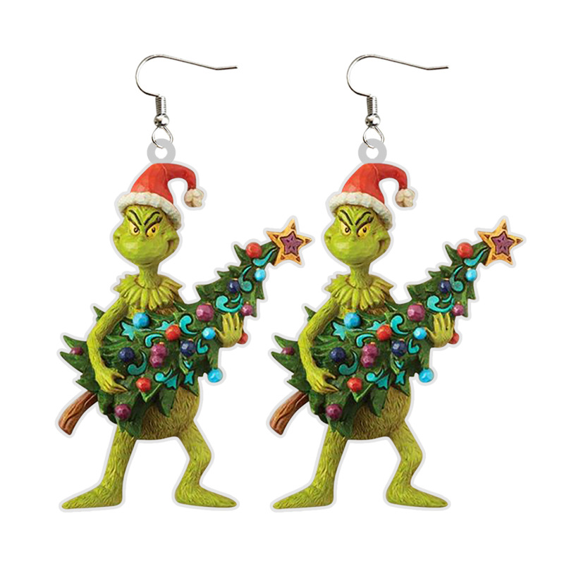NEW RTS Acrylic Grinch Earrings for Christmas Free Shipping (50Pairs)