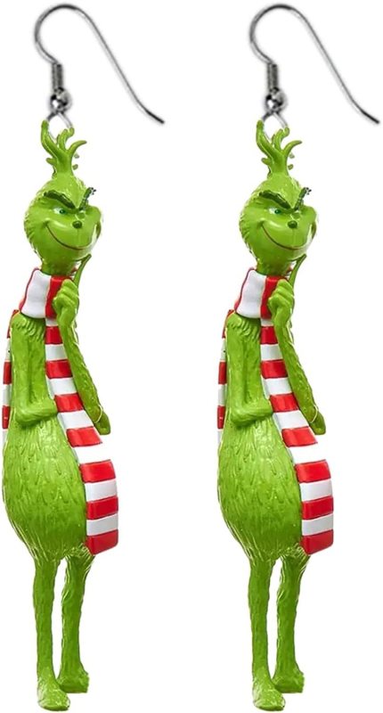 NEW RTS Acrylic Grinch Earrings for Christmas Free Shipping (50Pairs)