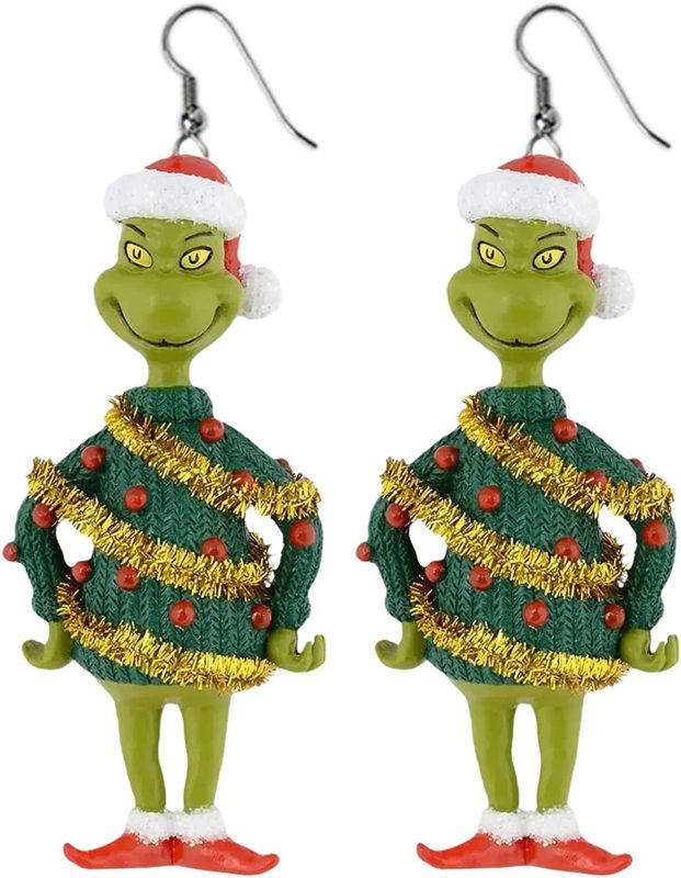 NEW RTS Acrylic Grinch Earrings for Christmas Free Shipping (50Pairs)