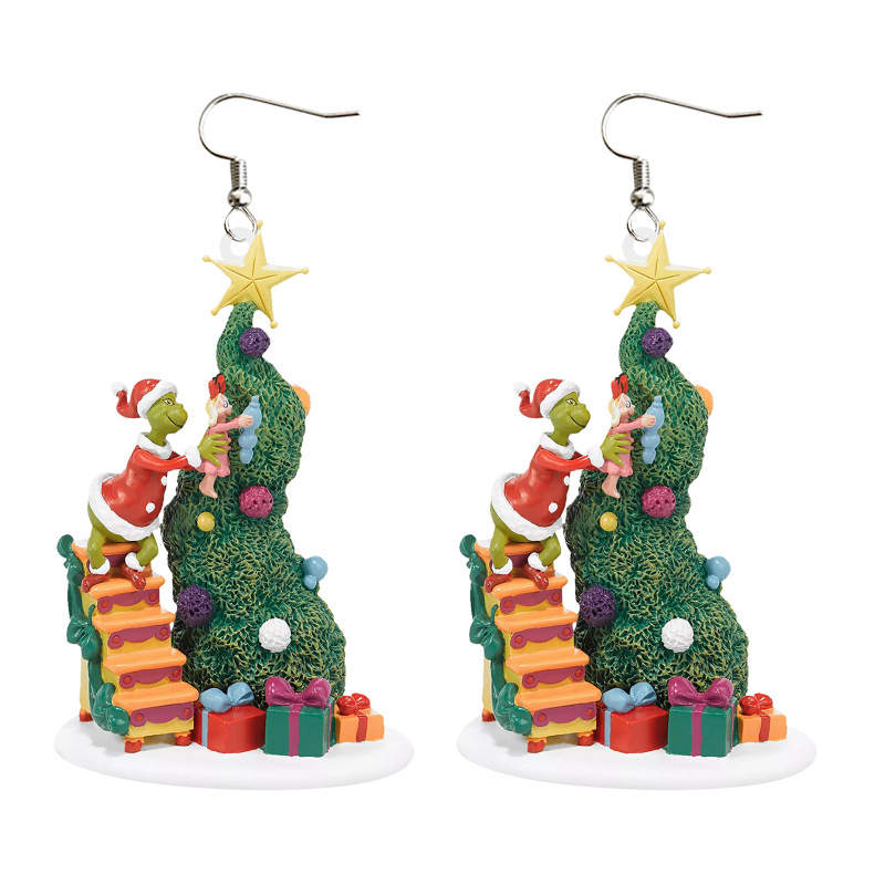 NEW RTS Acrylic Grinch Earrings for Christmas Free Shipping (50Pairs)