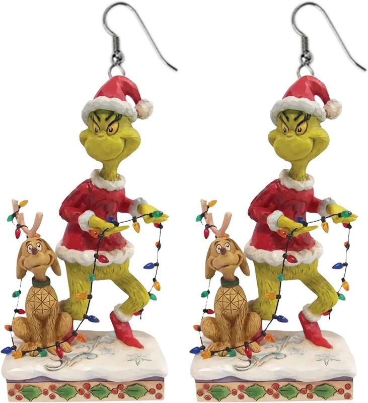 NEW RTS Acrylic Grinch Earrings for Christmas Free Shipping (50Pairs)
