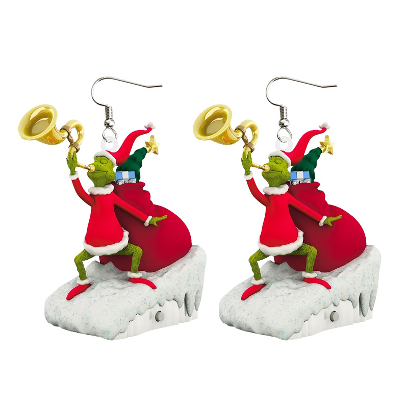 NEW RTS Acrylic Grinch Earrings for Christmas Free Shipping (50Pairs)