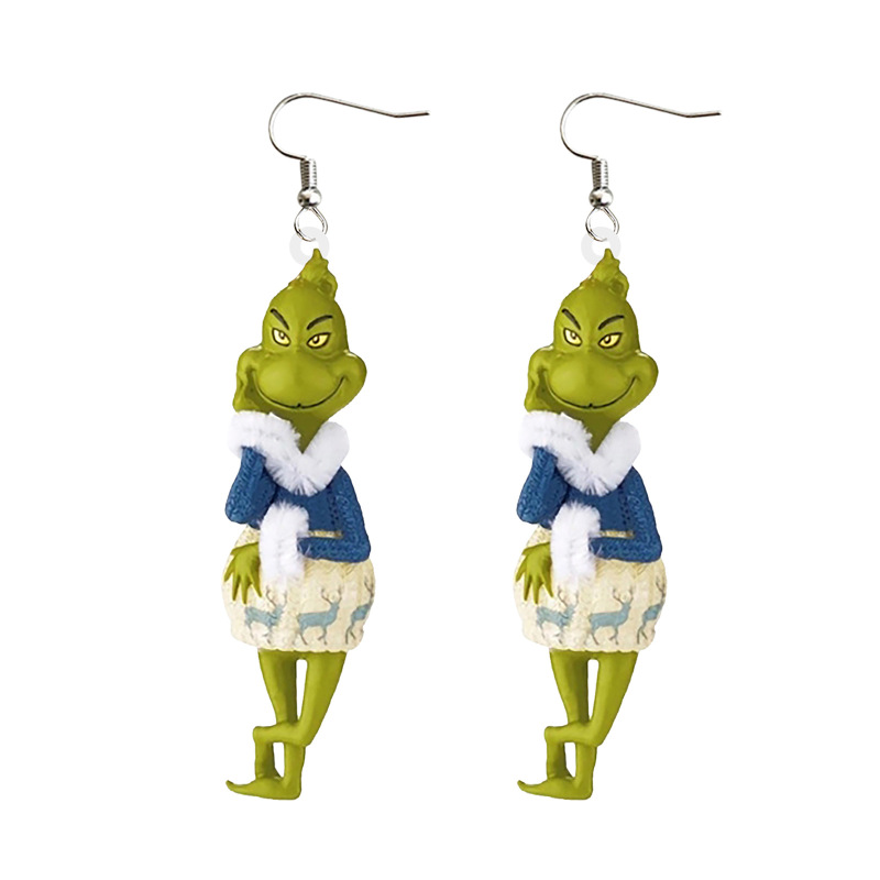 NEW RTS Acrylic Grinch Earrings for Christmas Free Shipping (50Pairs)