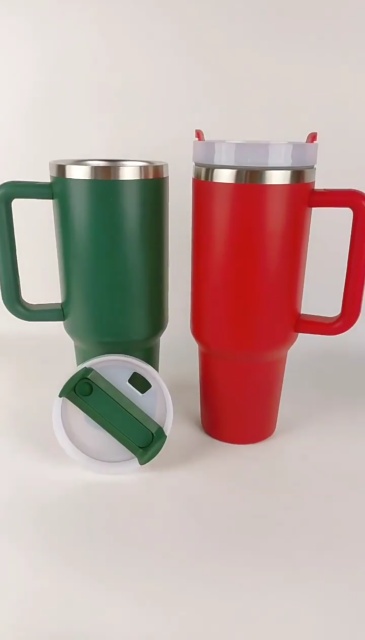 NEW China RTS 40oz Powder Coated Mug with Handle for Christmas Free Shipping (20PCS)