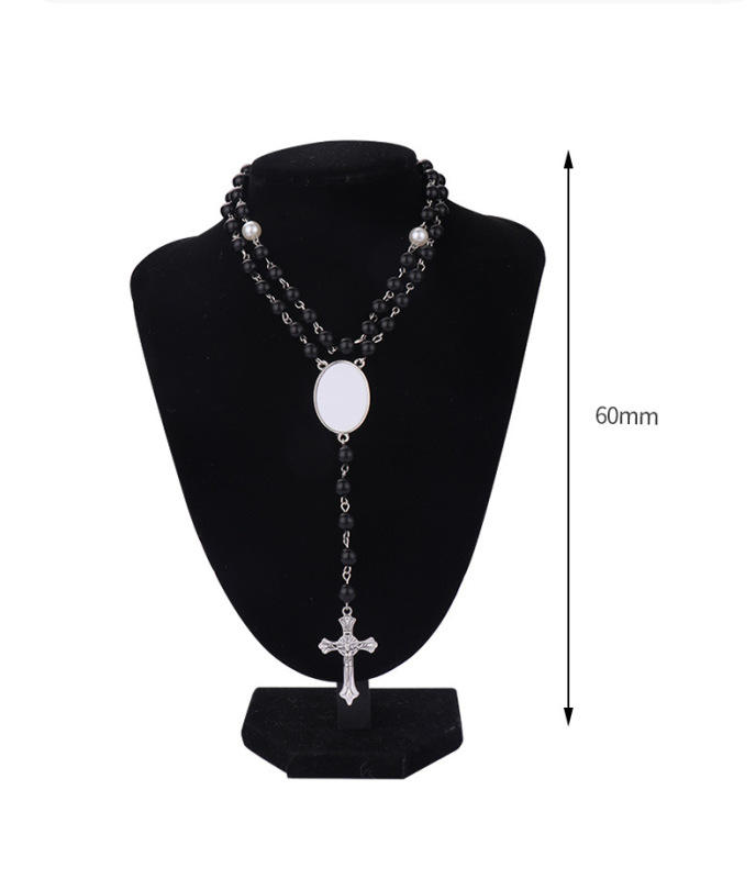 NEW RTS Sublimation Blank Photo Picture Bead Necklace with Cross Free Shipping (10pcs/20pcs)