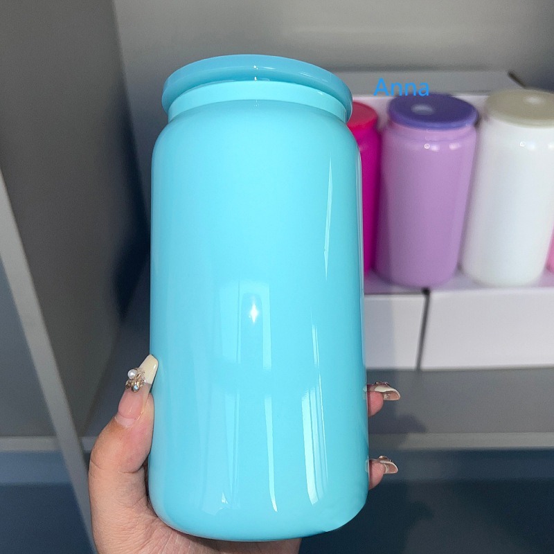 NEW China RTS 16oz Sublimation Black Glass Can Free Shipping (25PCS/50PCS)