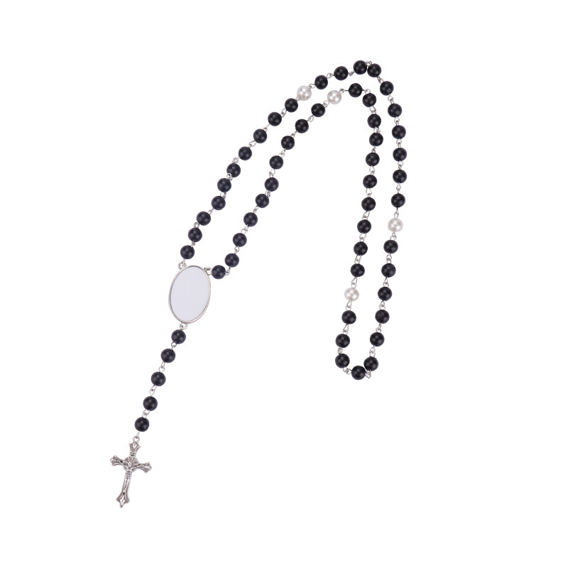 NEW RTS Sublimation Blank Photo Picture Bead Necklace with Cross Free Shipping (10pcs/20pcs)