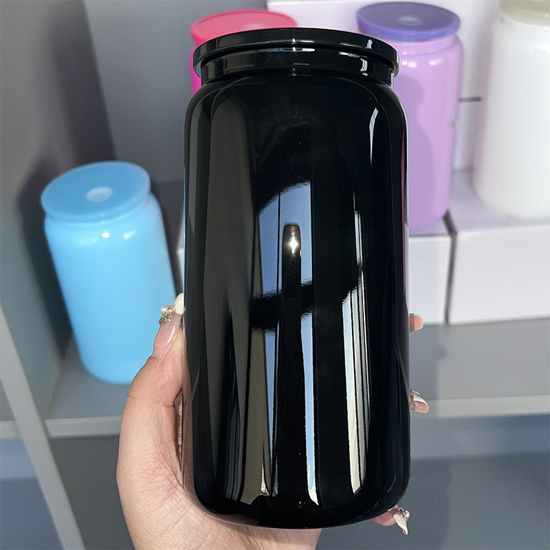 NEW China RTS 16oz Sublimation Black Glass Can Free Shipping (25PCS/50PCS)