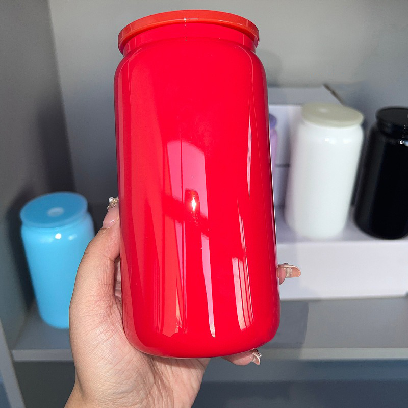 NEW China RTS 16oz Sublimation Black Glass Can Free Shipping (25PCS/50PCS)