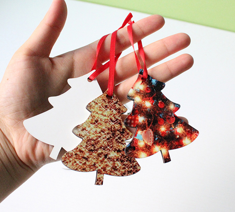 RTS Sublimation Double Sided MDF Christmas Pendant Ornament Free Shipping (50PCS/100pcs)
