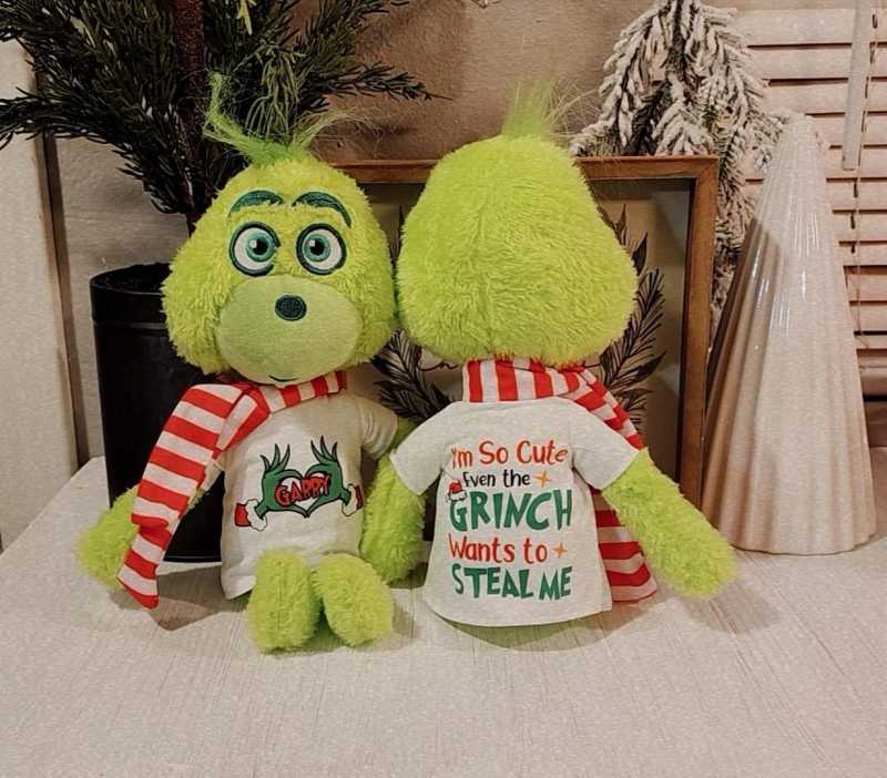 NEW RTS Grinch Doll with Sublimation Cloth Gift Decoration Free Shipping  (10PCS)