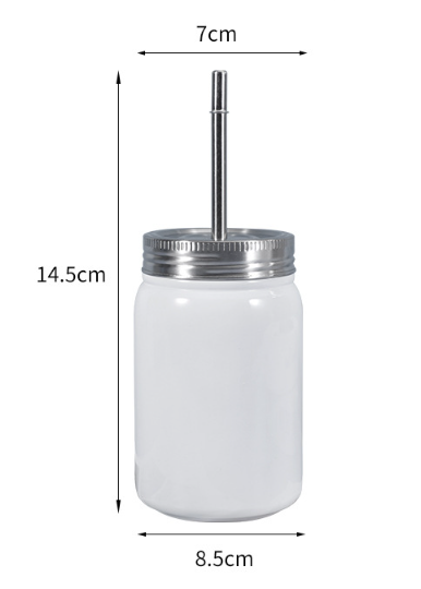 500ml/17oz Sublimation Stainless Mason Jar Bottle Sublimation Tumbler with Stainless Straw