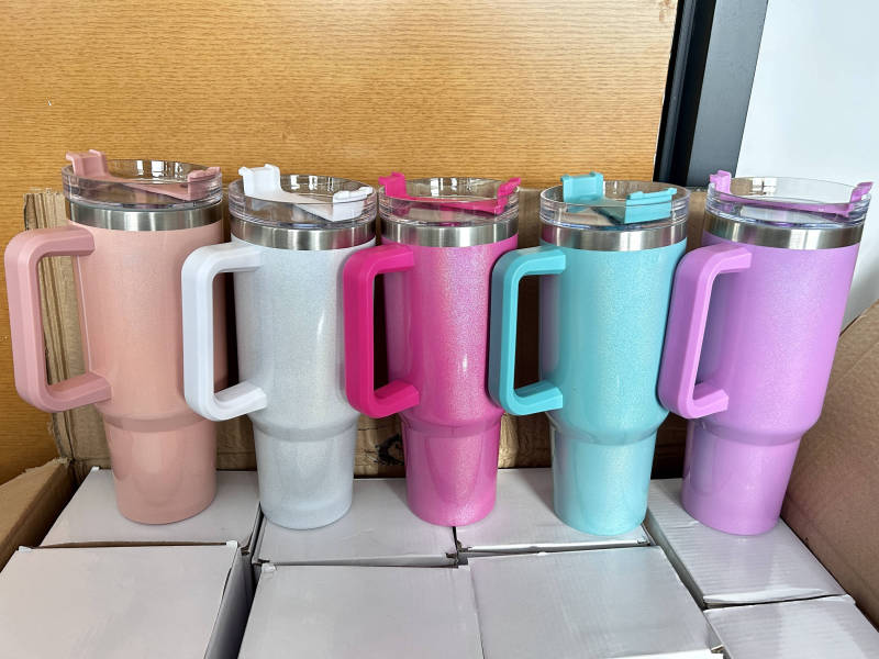US RTS 40oz Sublimation Glitter Shimmer Mug Free Shipping (16PCS)