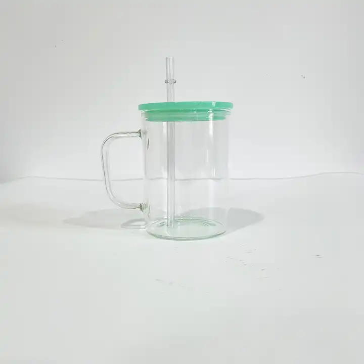 US RTS 17oz Sublimation Glass Mug with Colored Plastic Lid Free Shipping (25PCS)