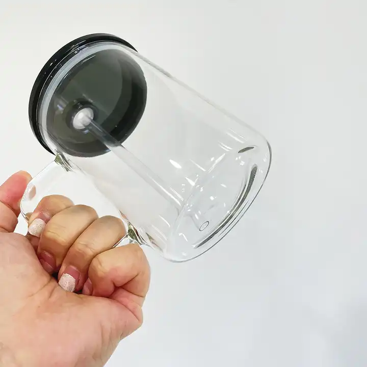 US RTS 17oz Sublimation Glass Mug with Colored Plastic Lid Free Shipping (25PCS)