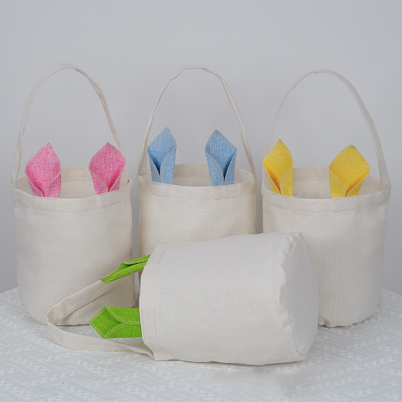 RTS Sublimation Blank Easter Rabbit Bag Canvas Bag 9.8''x8.6'' Free Shipping (25PCS)