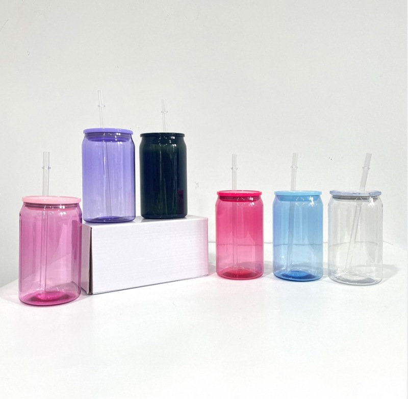 NEW China RTS 16oz PP Plastic Can with Clear Lid and Straw Free Shipping (60PCS)