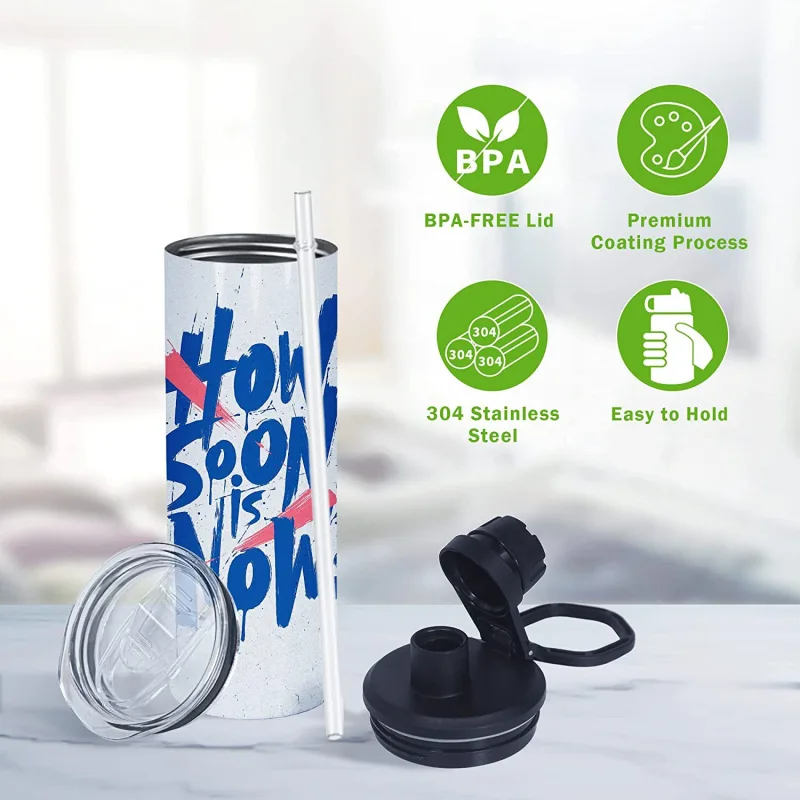 US RTS 20oz Straight Sublimation Sport Tumbler with 2 Lids (30PCS)