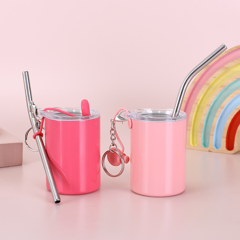NEW 3oz Sublimation Straight Tumbler Shot Glass with Key Chain Non-vacuum Free Shipping (24pcs)