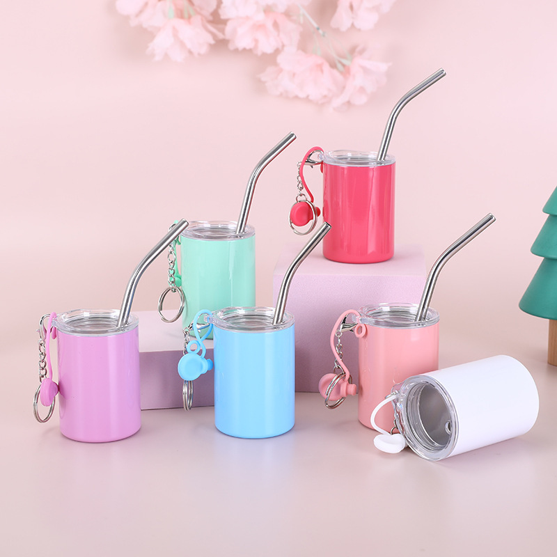 NEW 3oz Sublimation Straight Tumbler Shot Glass with Key Chain Non-vacuum Free Shipping (24pcs)