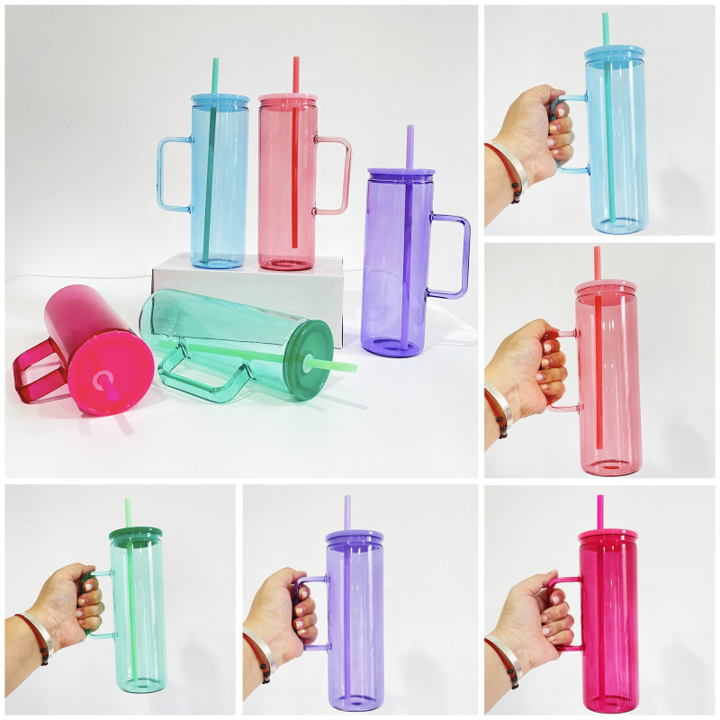 NEW China 20oz Sublimation Colored Glass Cup with Handle Free Shipping (25PCS)