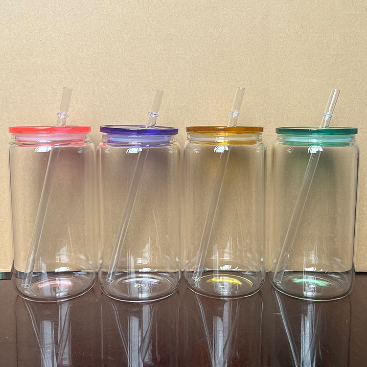 NEW China RTS 16oz Sublimation Colored Jelly Glass Can Free Shipping (25PCS/50PCS)