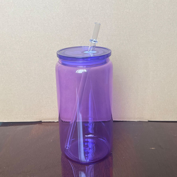 NEW China RTS 16oz Sublimation Colored Jelly Glass Can Free Shipping (25PCS/50PCS)