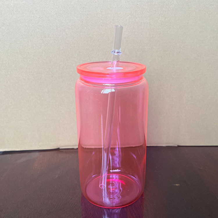 NEW China RTS 16oz Sublimation Colored Jelly Glass Can Free Shipping (25PCS/50PCS)