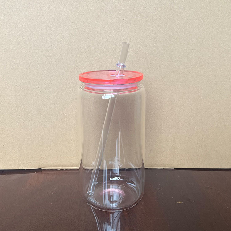 NEW China RTS 16oz Sublimation Colored Jelly Glass Can Free Shipping (25PCS/50PCS)