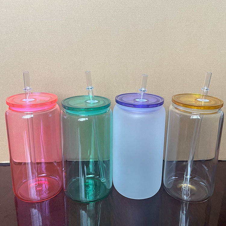 NEW China RTS 16oz Sublimation Colored Jelly Glass Can Free Shipping (25PCS/50PCS)