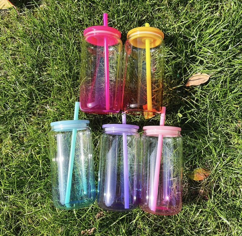 NEW US RTS 16oz Sublimation Ombre Jelly Glass Can Free Shipping (50PCS)