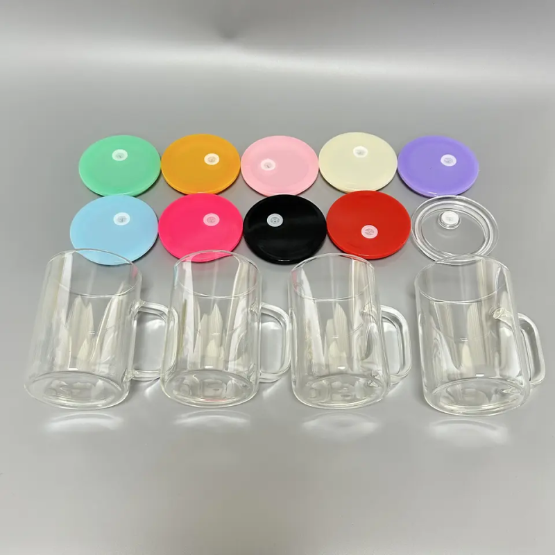 NEW China 17oz Sublimation Coffee Glass Mug with Colord Lids Free Shipping (25PCS)