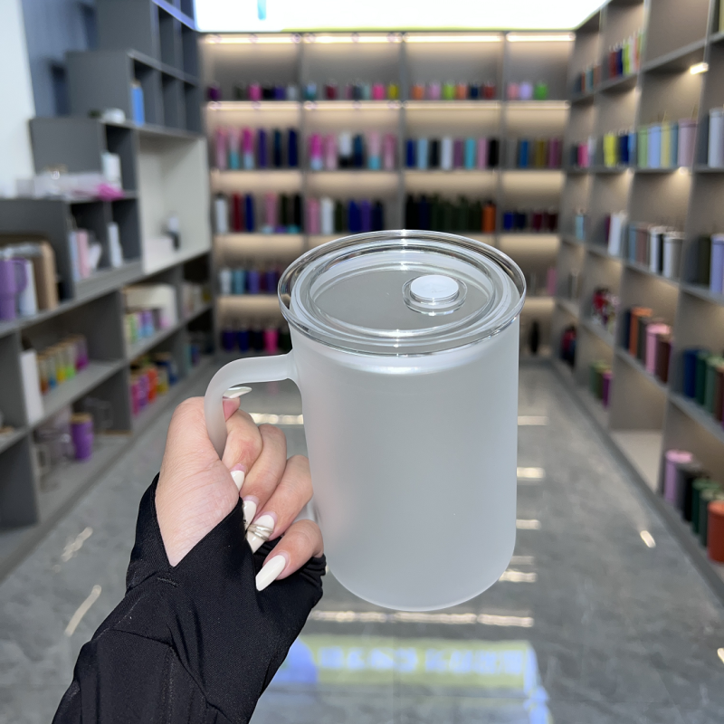 NEW China 17oz Sublimation Coffee Glass Mug with Colord Lids Free Shipping (25PCS)