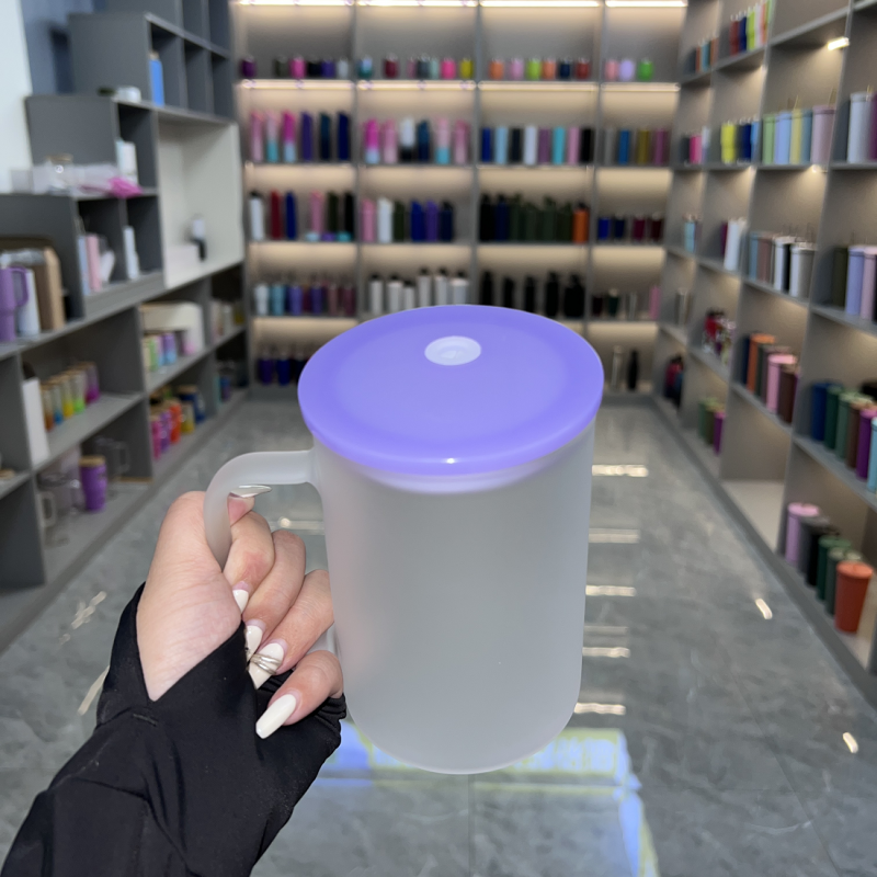 NEW China 17oz Sublimation Coffee Glass Mug with Colord Lids Free Shipping (25PCS)