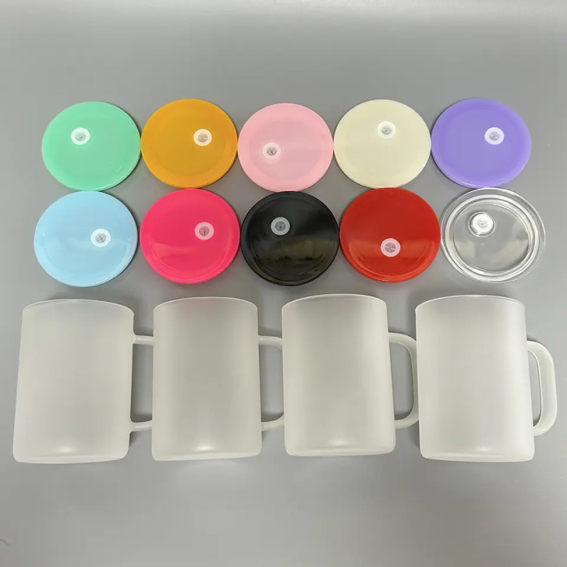 NEW China 17oz Sublimation Coffee Glass Mug with Colord Lids Free Shipping (25PCS)