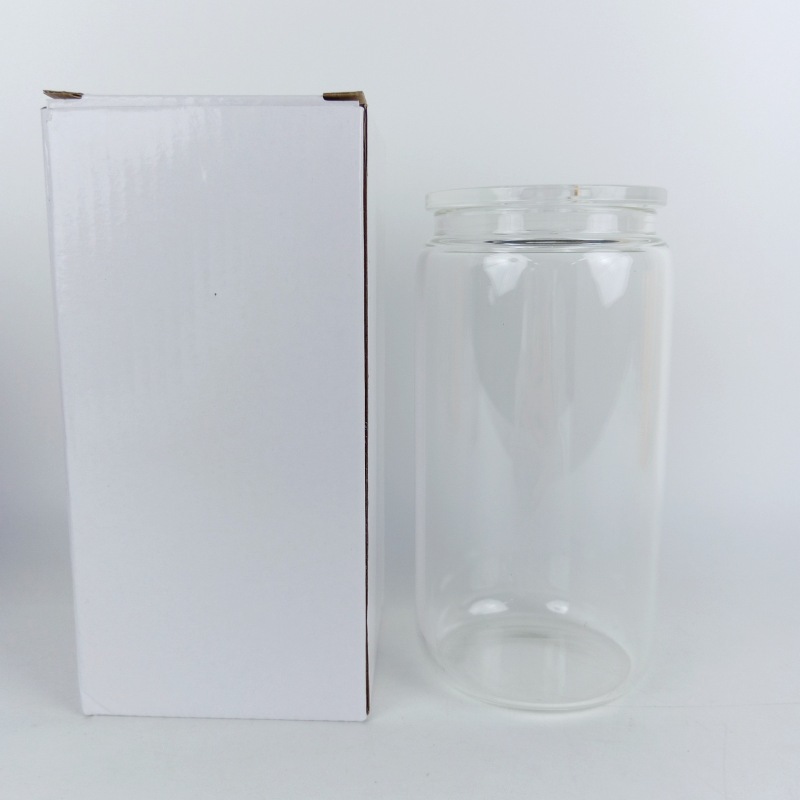 US Pre-Order 16oz Sublimation Clear Glass Libby Can with Clear Plastic Lid Free Shipping (25PCS)