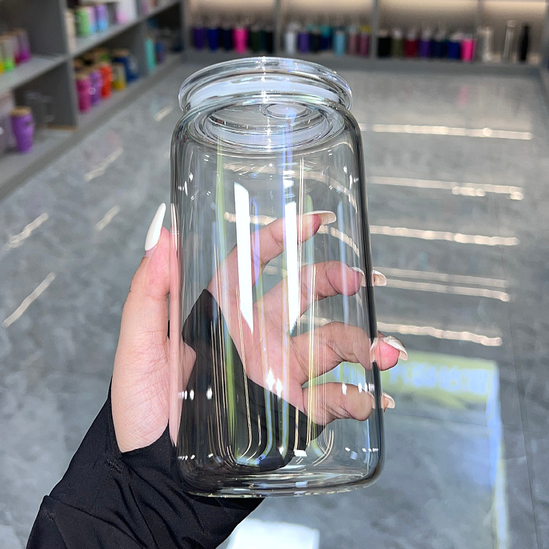 US Pre-Order 16oz Sublimation Clear Glass Libby Can with Clear Plastic Lid Free Shipping (25PCS)