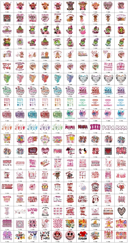 RTS UV DTF Wrap Heat Transfer for Cloth 8''/10''/11'' Free Shipping (50pcs/100pcs/200pcs/500pcs)