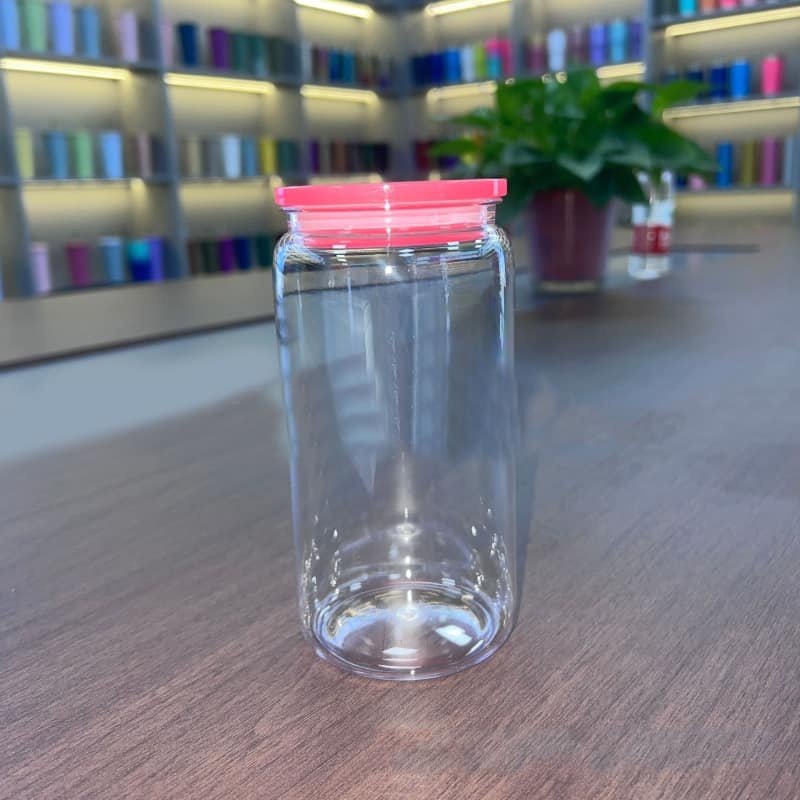 RTS 16oz Acylic Plastic Can with Colored Lid 10-14 days to your door (50PCS)